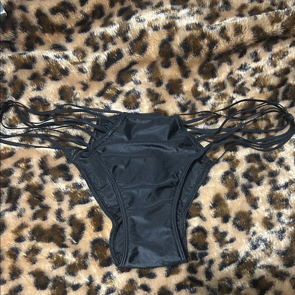 VINTAGE Victoria’s Secret Black Strappy Bikini Bottom